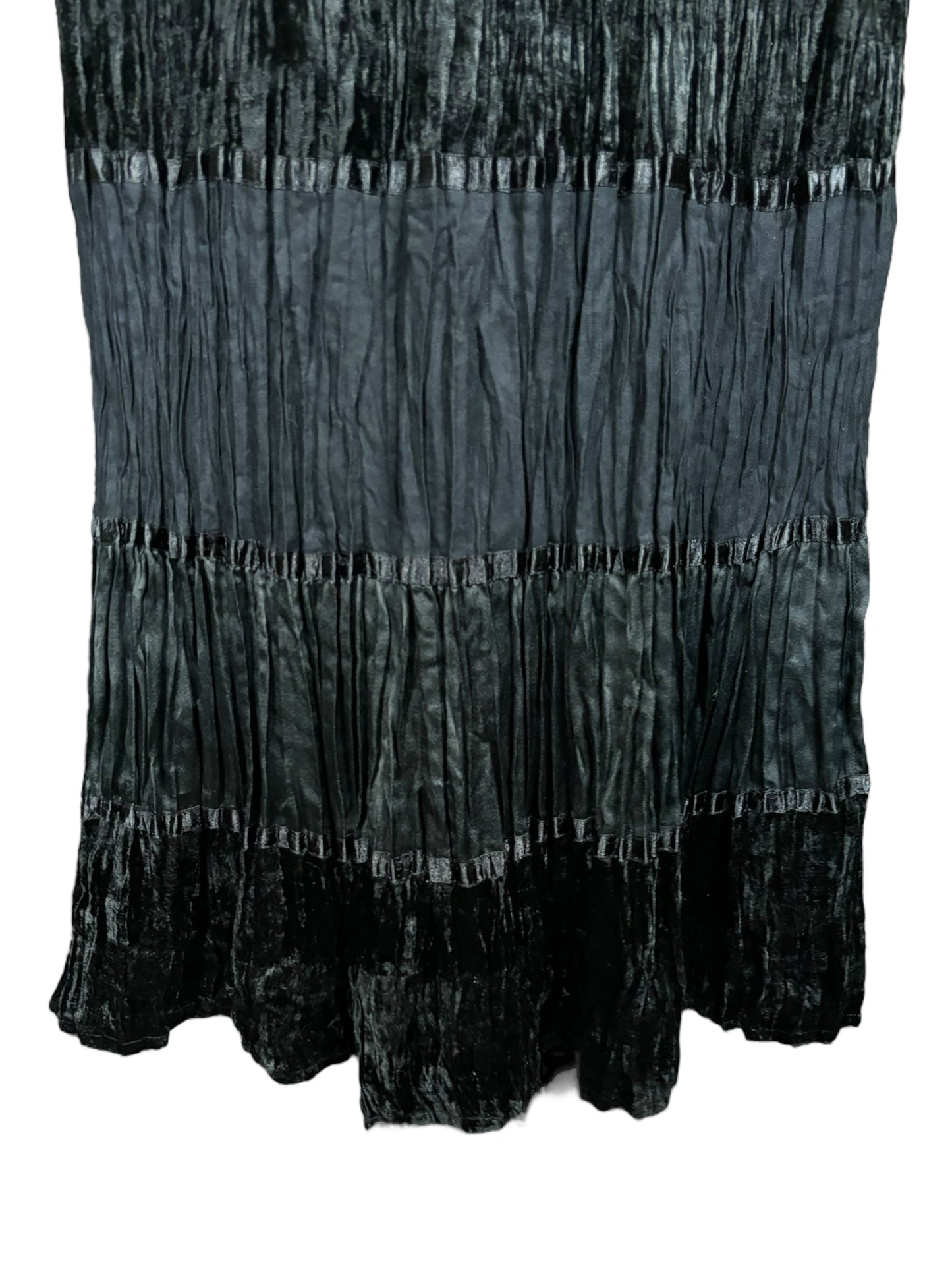 Vintage Black Long Skirt Tiered - L