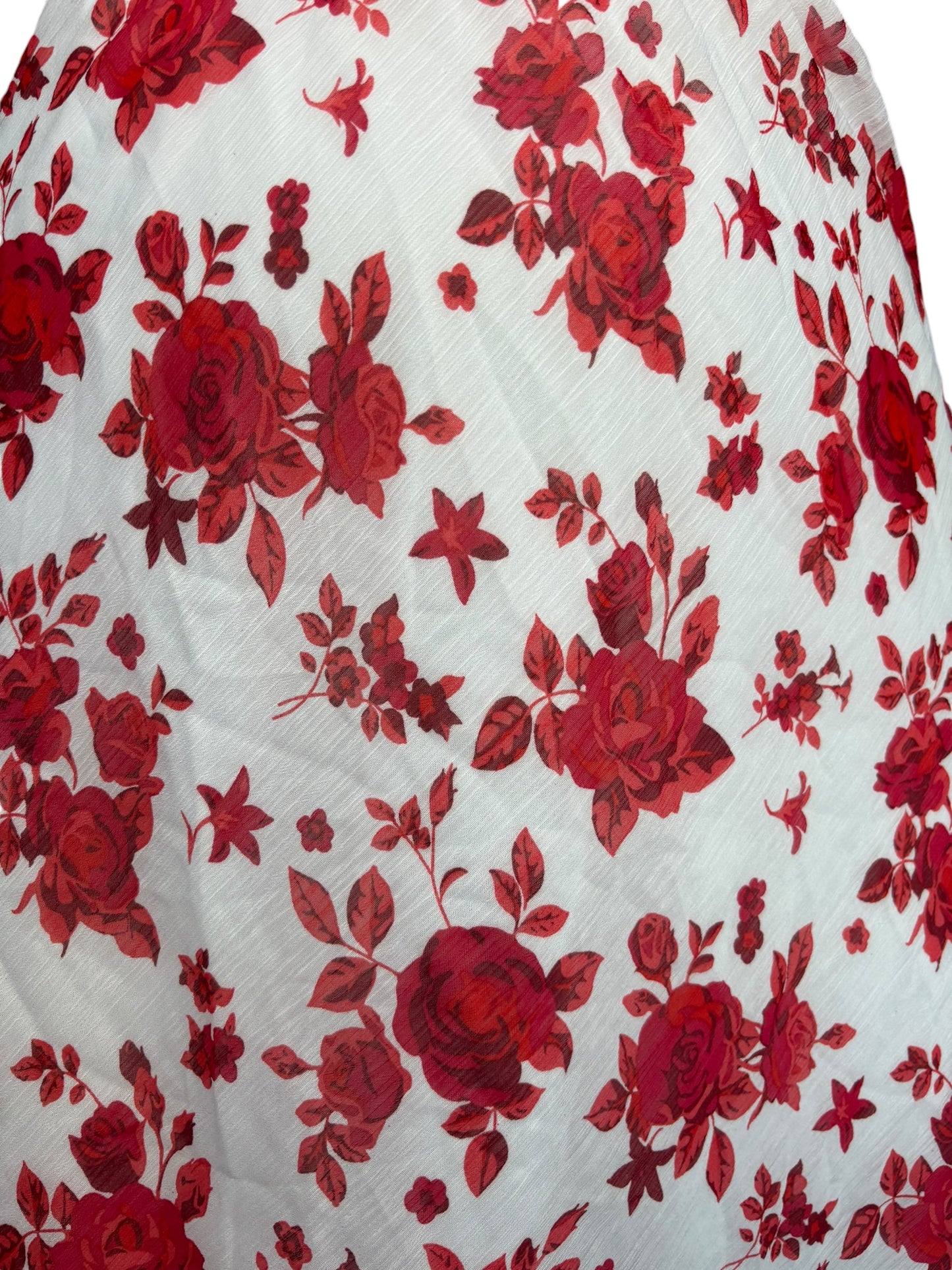 Vintage Red Roses White Skirt - M/L