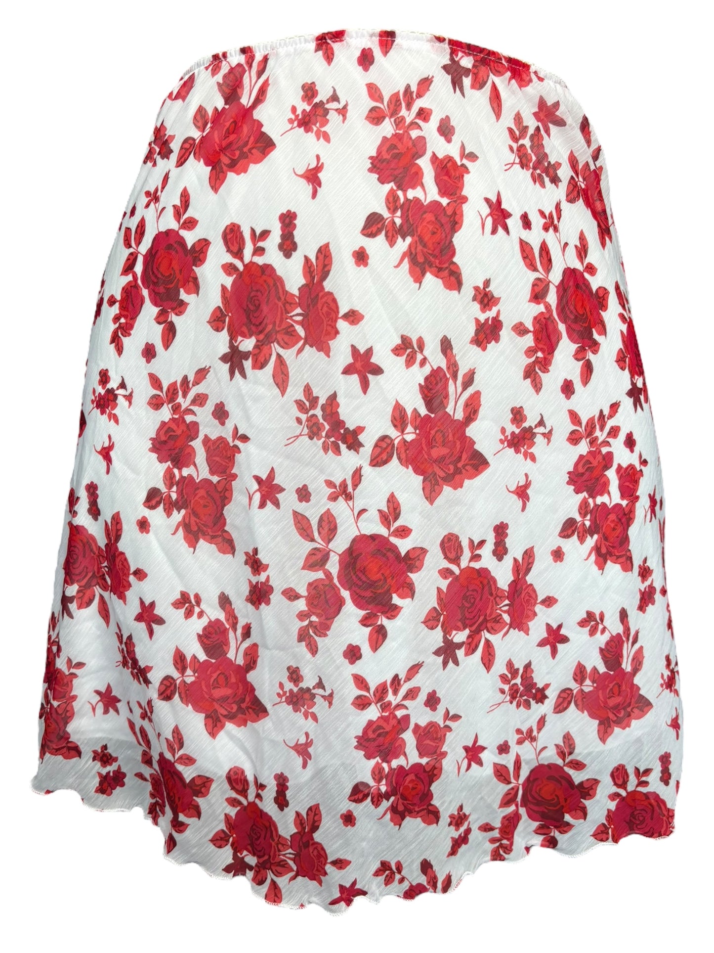 Vintage Red Roses White Skirt - M/L