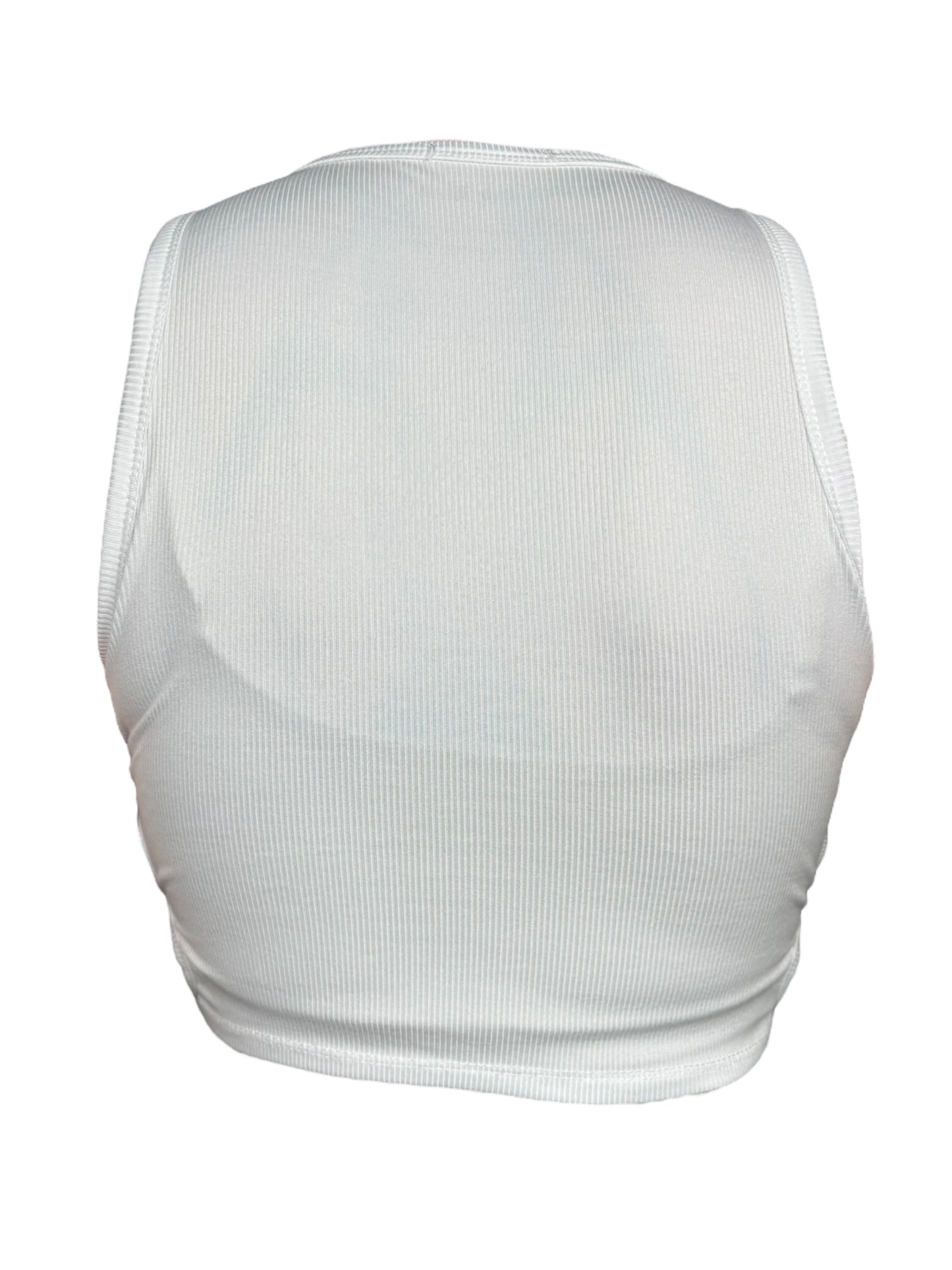 Heaven or Hell? White Ribbed Peekaboo Tank - XS/S