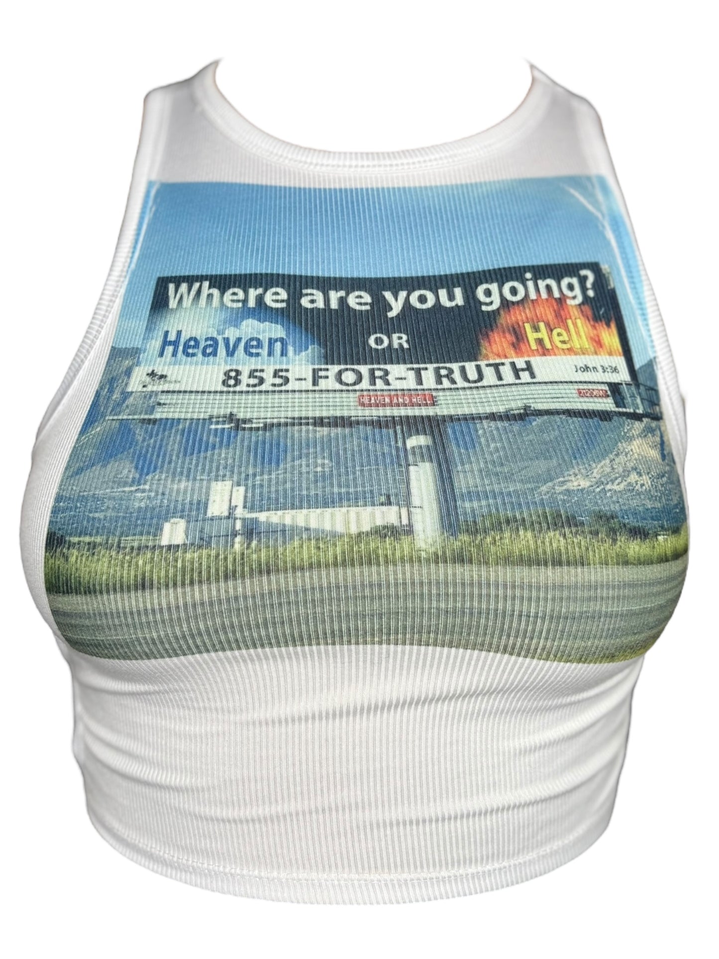 Heaven or Hell? White Ribbed Peekaboo Tank - XS/S