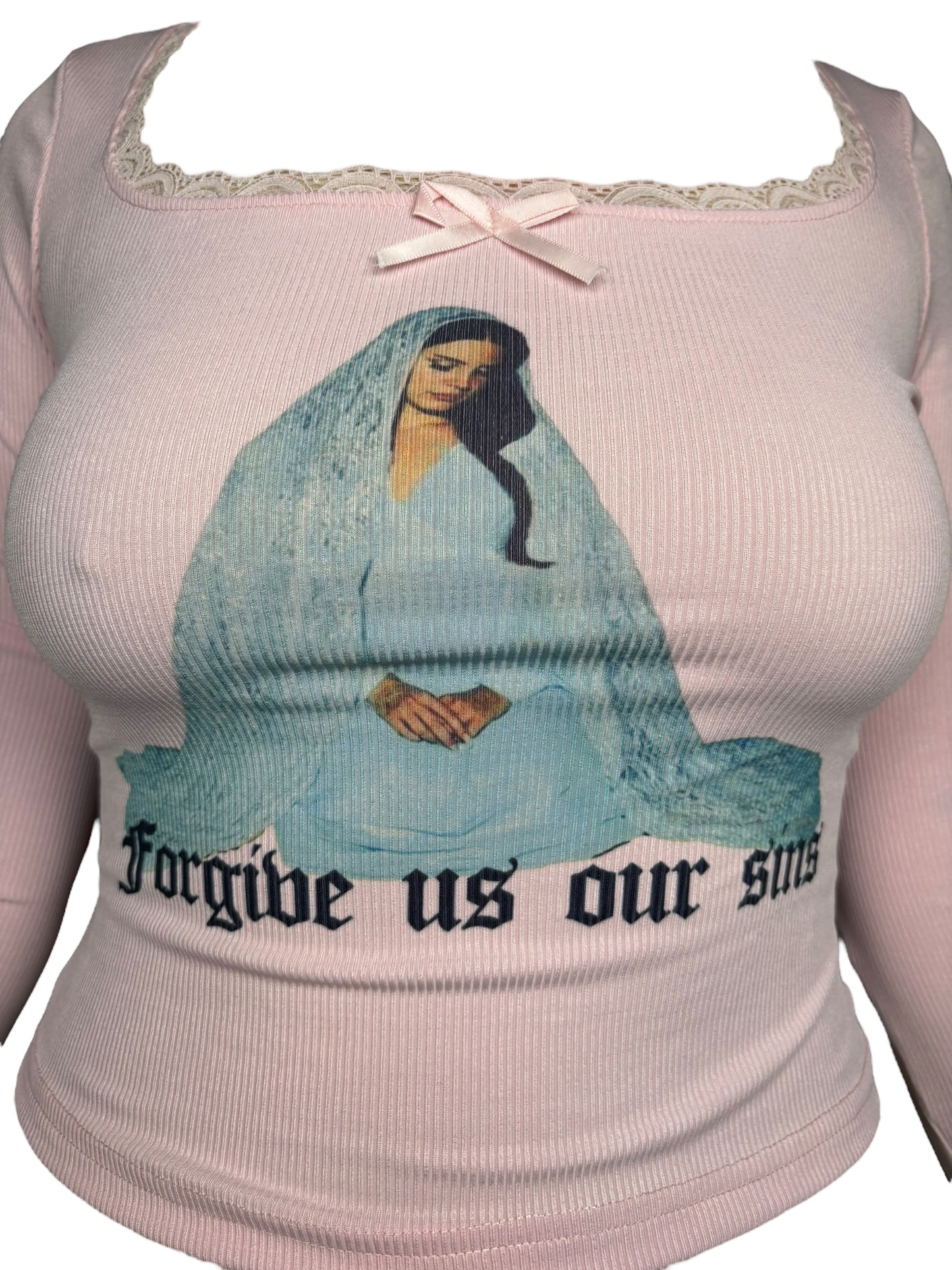 Forgive Us Our Sins Lana Pink Coquette Cropped Longsleeve - M/L