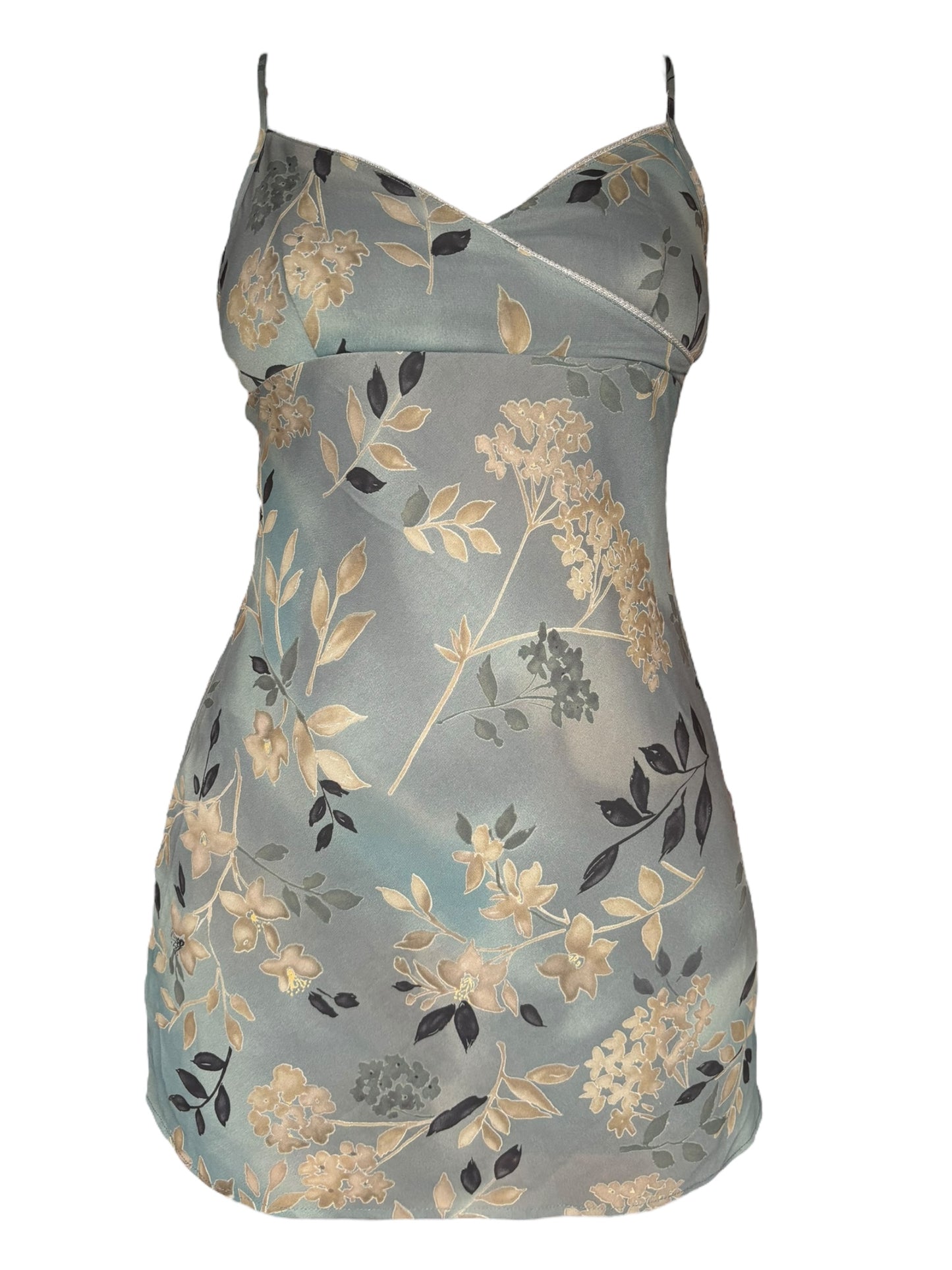 Vintage Dark Green Floral Dress - S