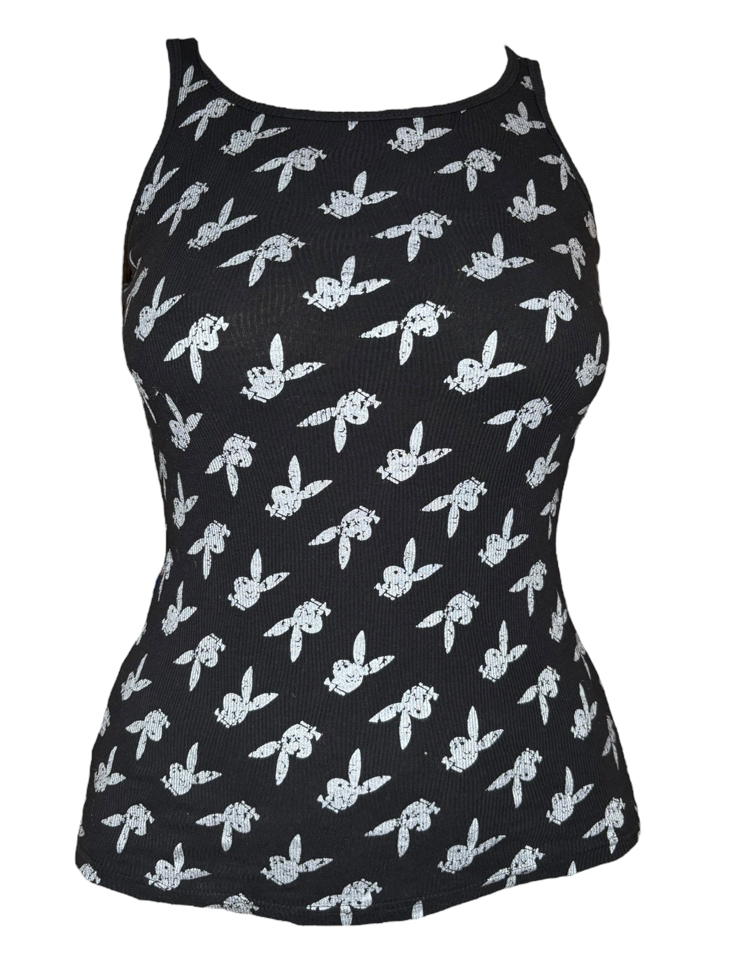 Vintage Playboy Bunny Black Ribbed Tank - M