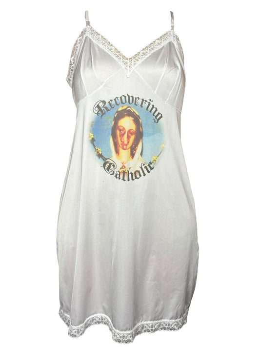 Recovering Catholic White Slip Dress (SAMPLE) - XL