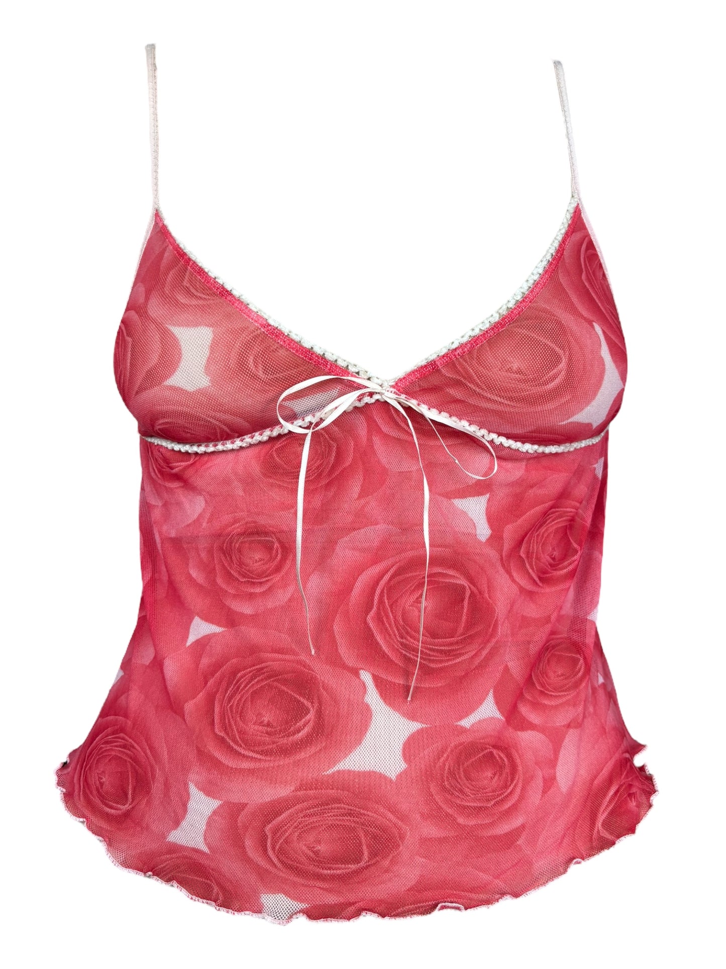 Vintage Semi Sheer Rose Tank - S