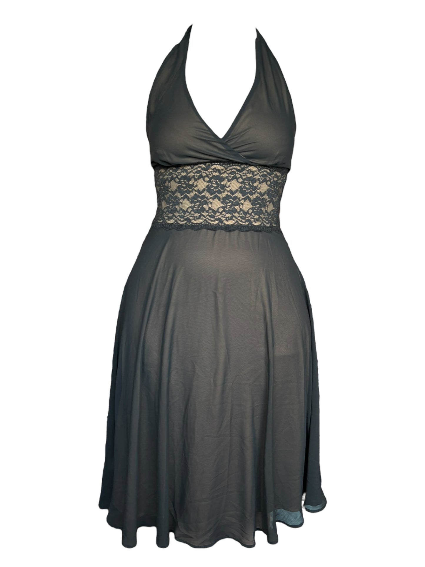 Vintage Black Halter Dress - S