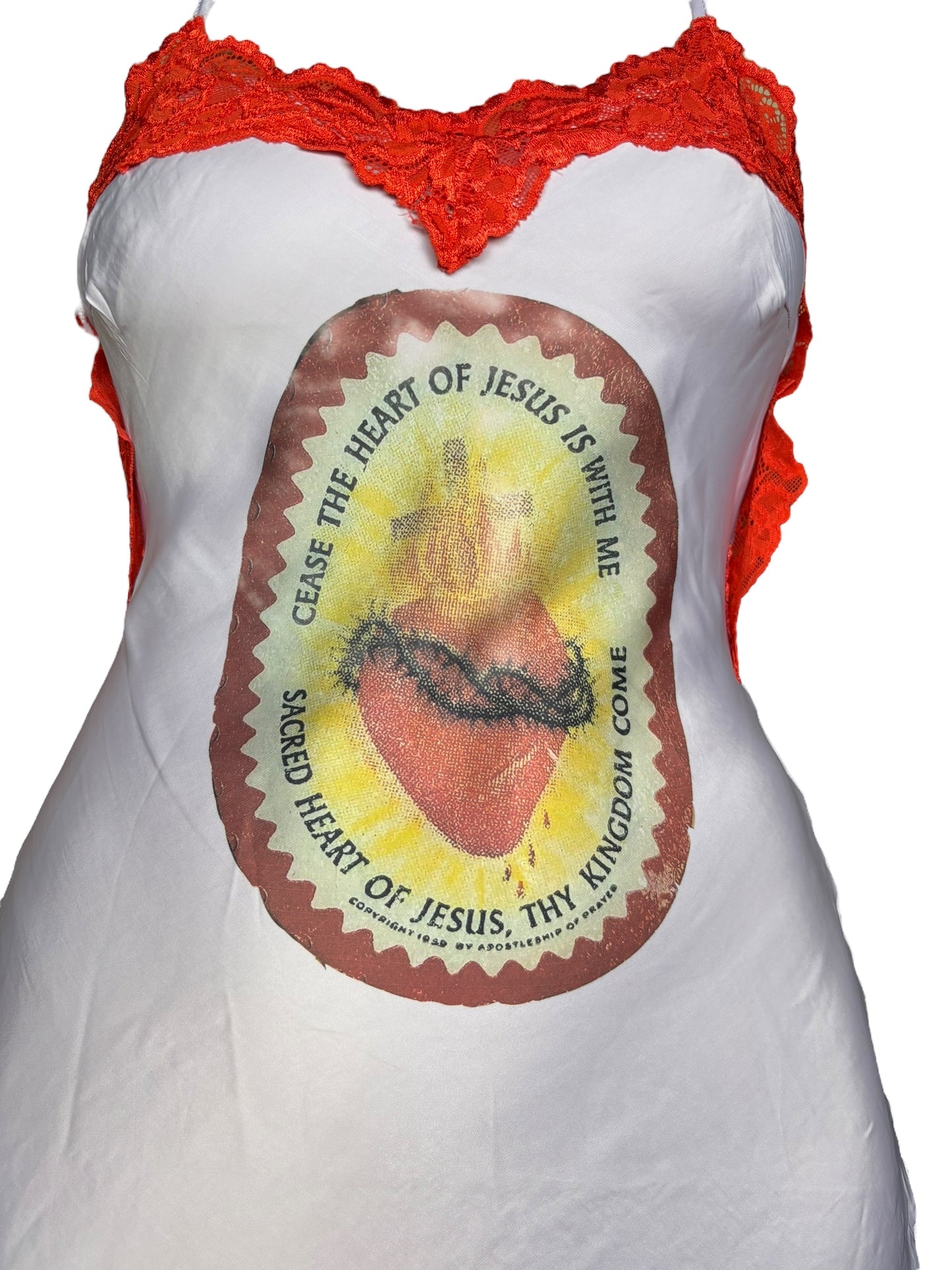 Sacred Heart of Jesus Orange/Lilac Lace Dress - M