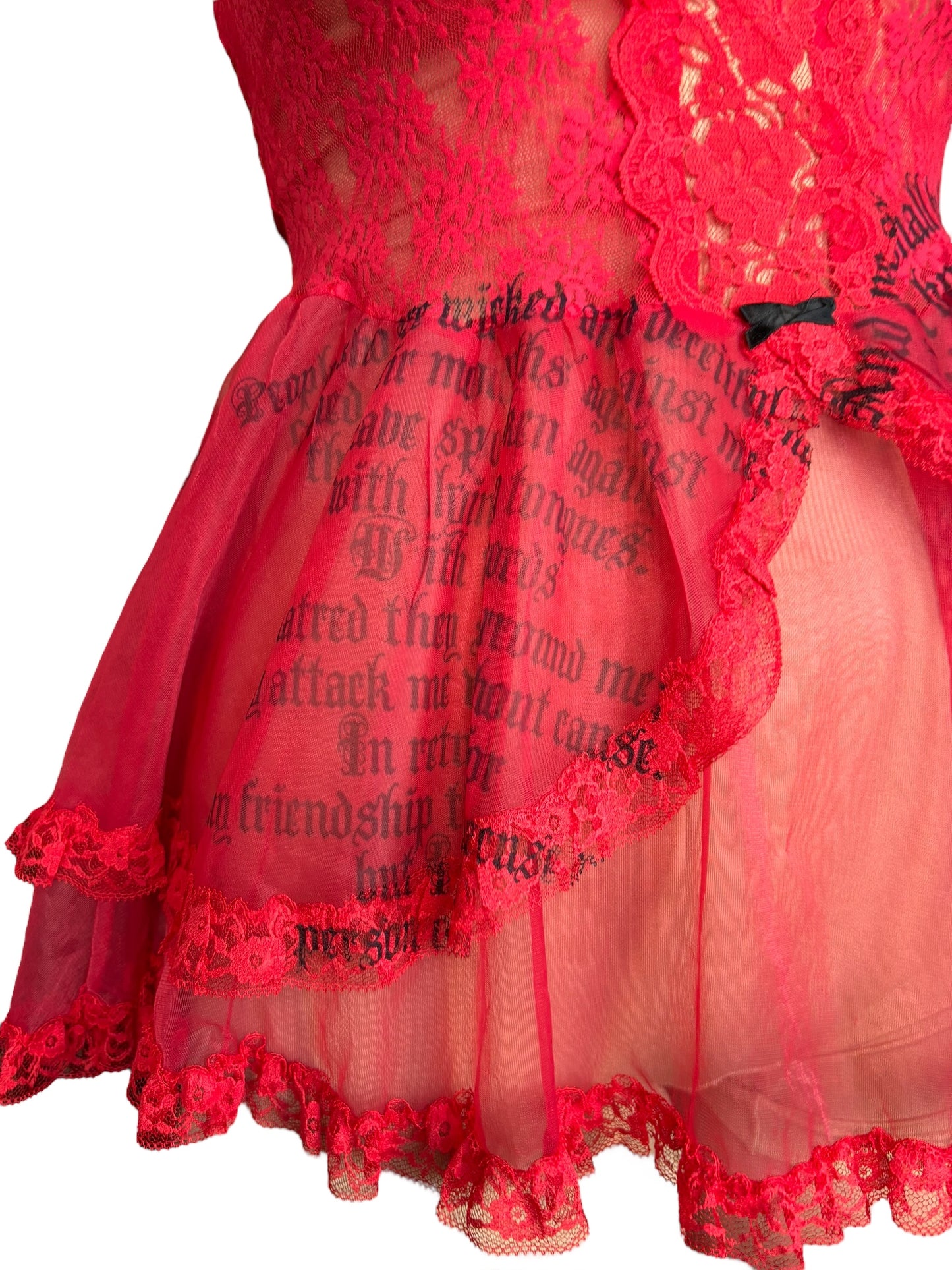 Wicked Text Red Lingerie Mini Dress - M/L