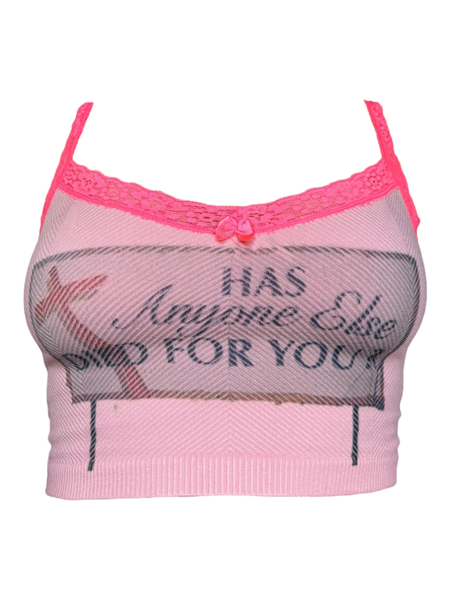 Has Anyone Else Died For You? Pink Cropped Tank - M/L