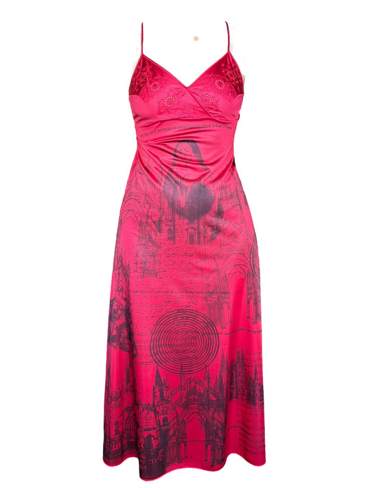 To Love What You Love Red Cathedral Slip Dress - M