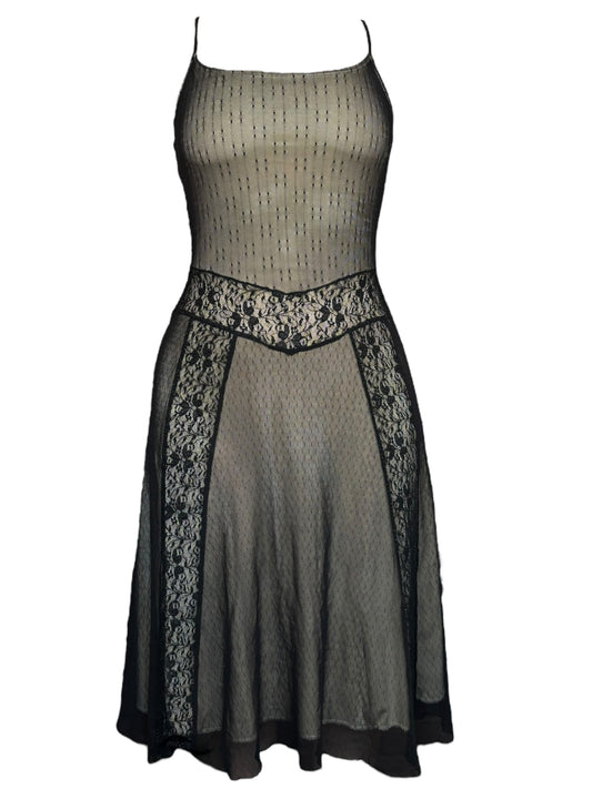 Vintage Black Lace Renaissance Style Dress - S/M