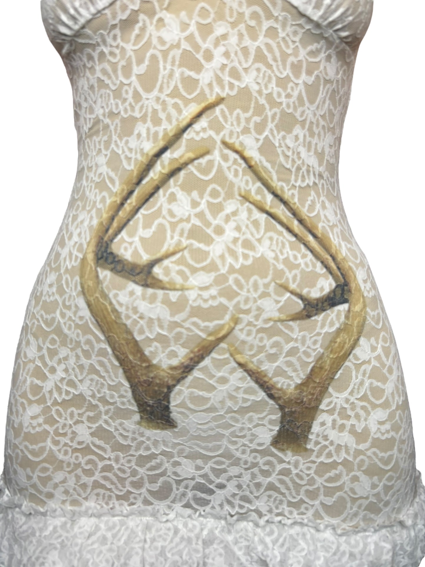 Antlers White Lace Dress - S/M