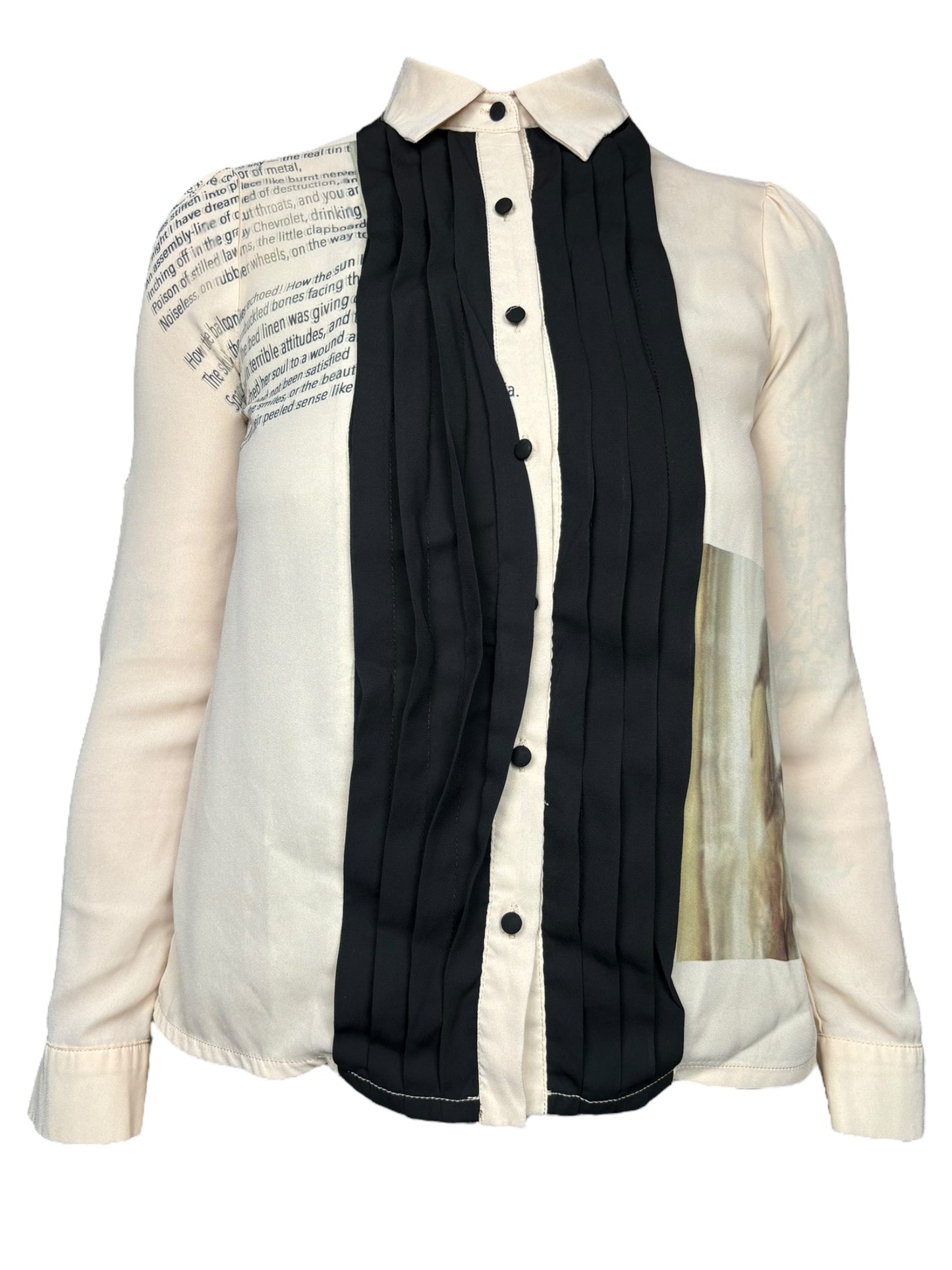 Power Of Prose Beige / Black Button Up - M