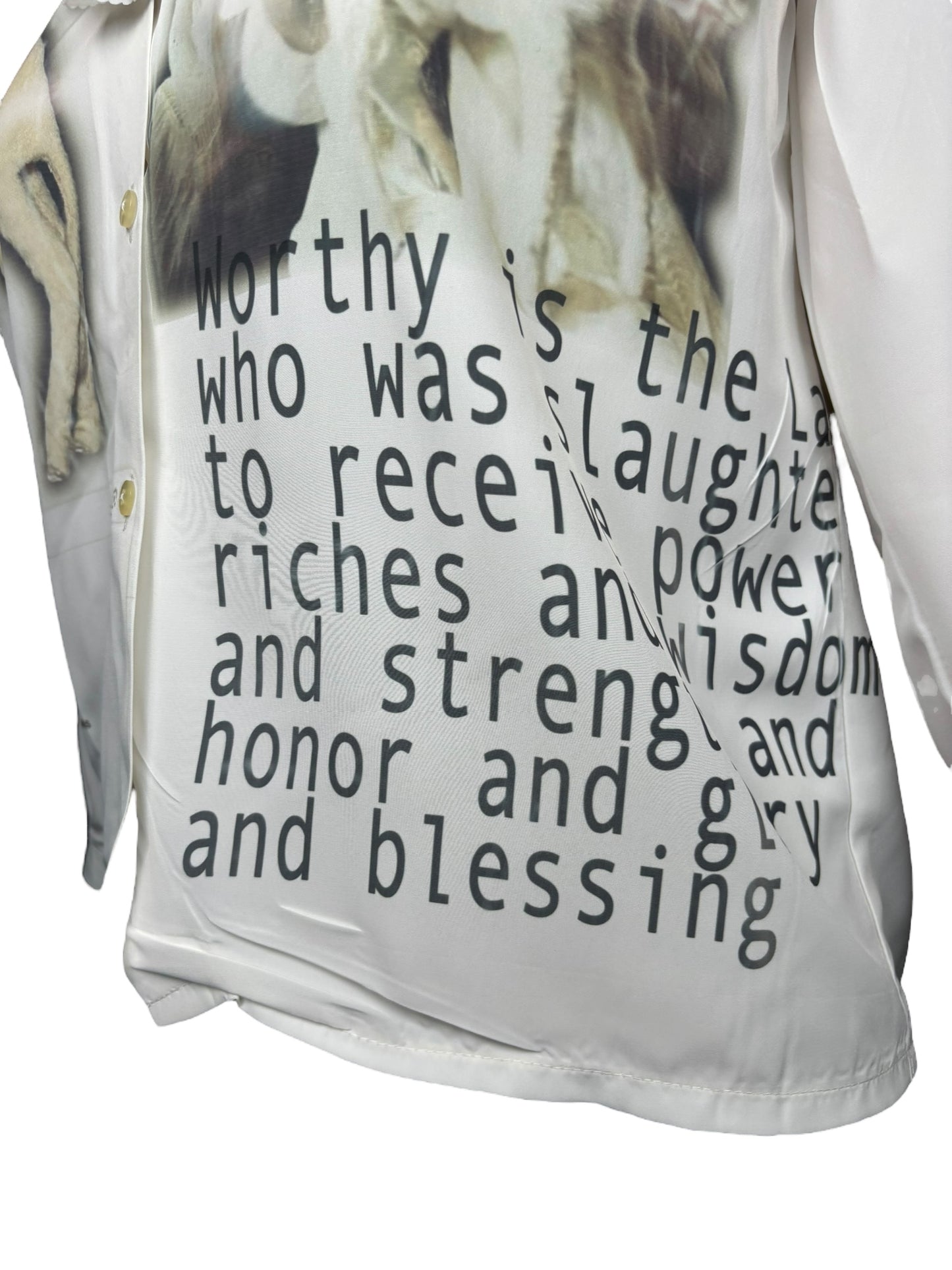 Worthy is the Lamb Ruffled White Blouse - L/XL