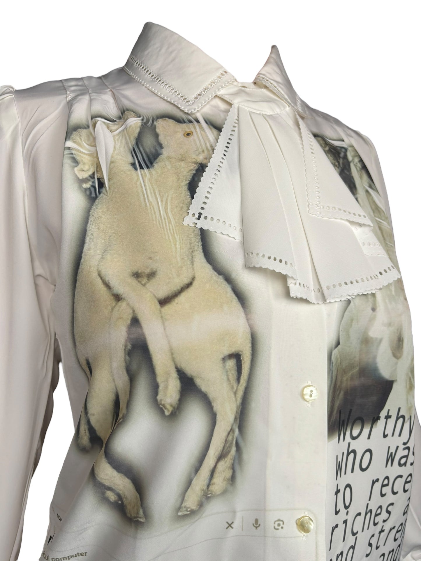 Worthy is the Lamb Ruffled White Blouse - L/XL