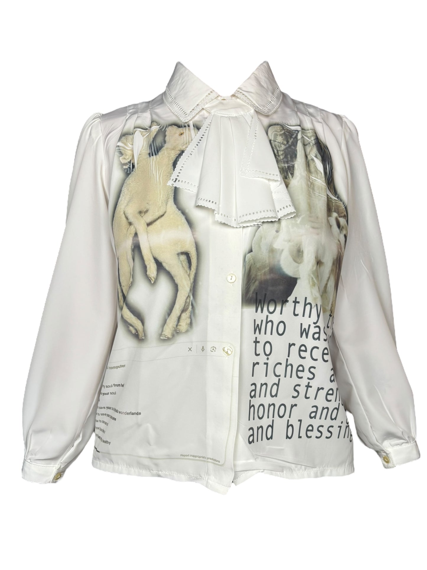 Worthy is the Lamb Ruffled White Blouse - L/XL