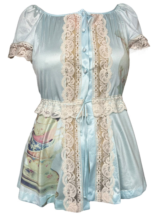 Teacup Light Blue Lace Fantasy Top - L