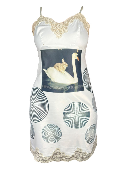 Me and My Imagination Swirl White Slip Dress - M/L