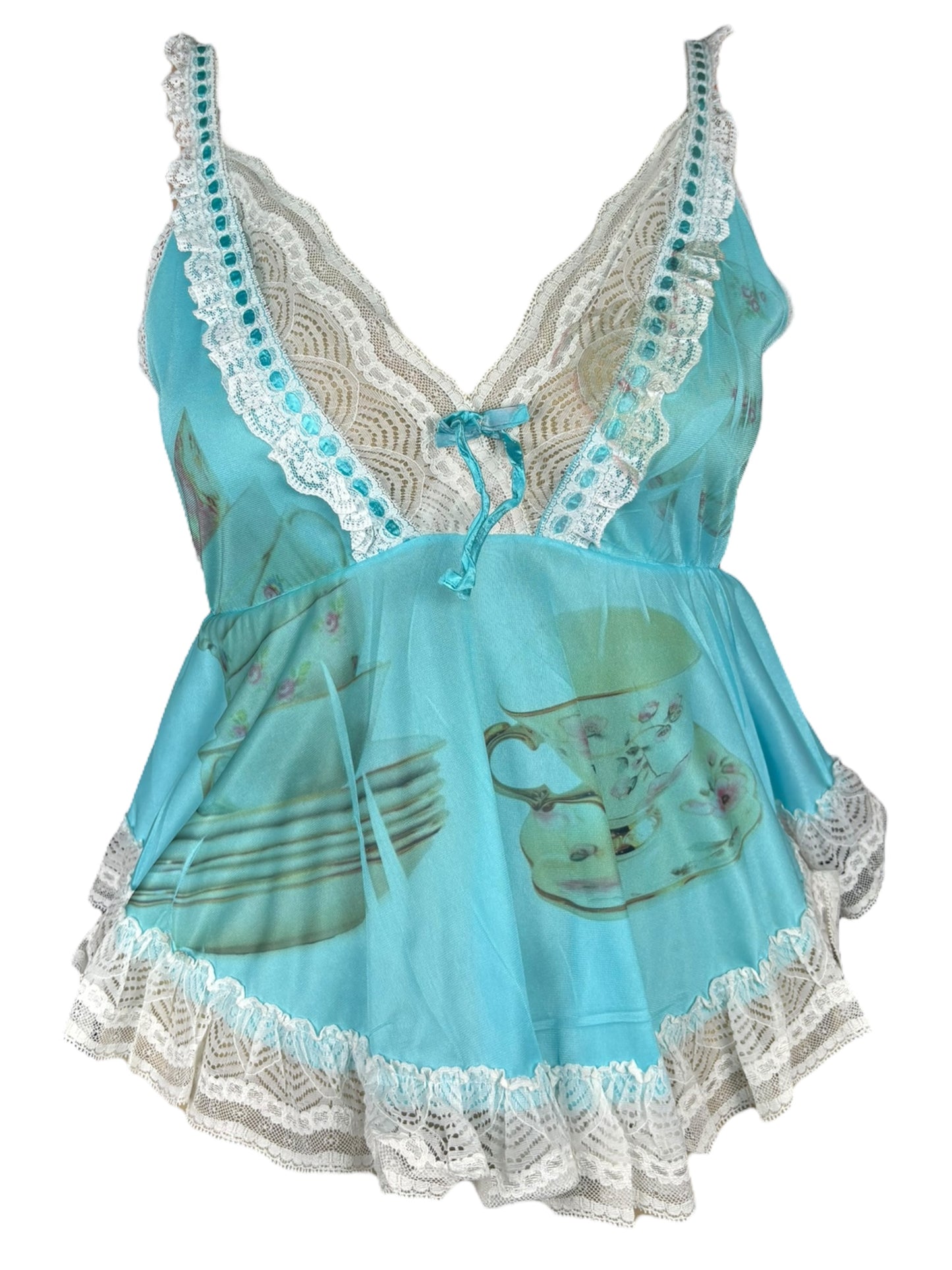 Tea for Two Blue Slip Tank - M