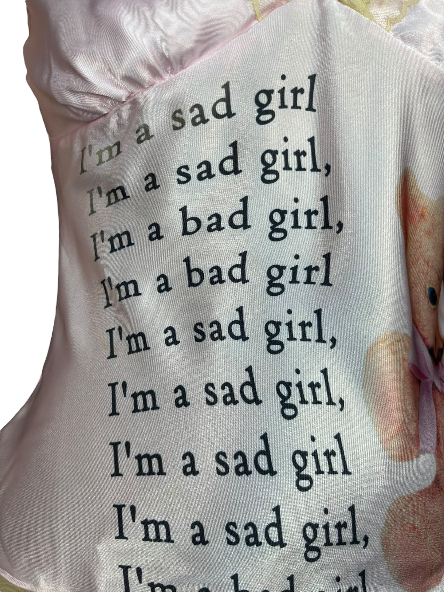 Sad Girl Bad Girl Pink Teddy Top - M