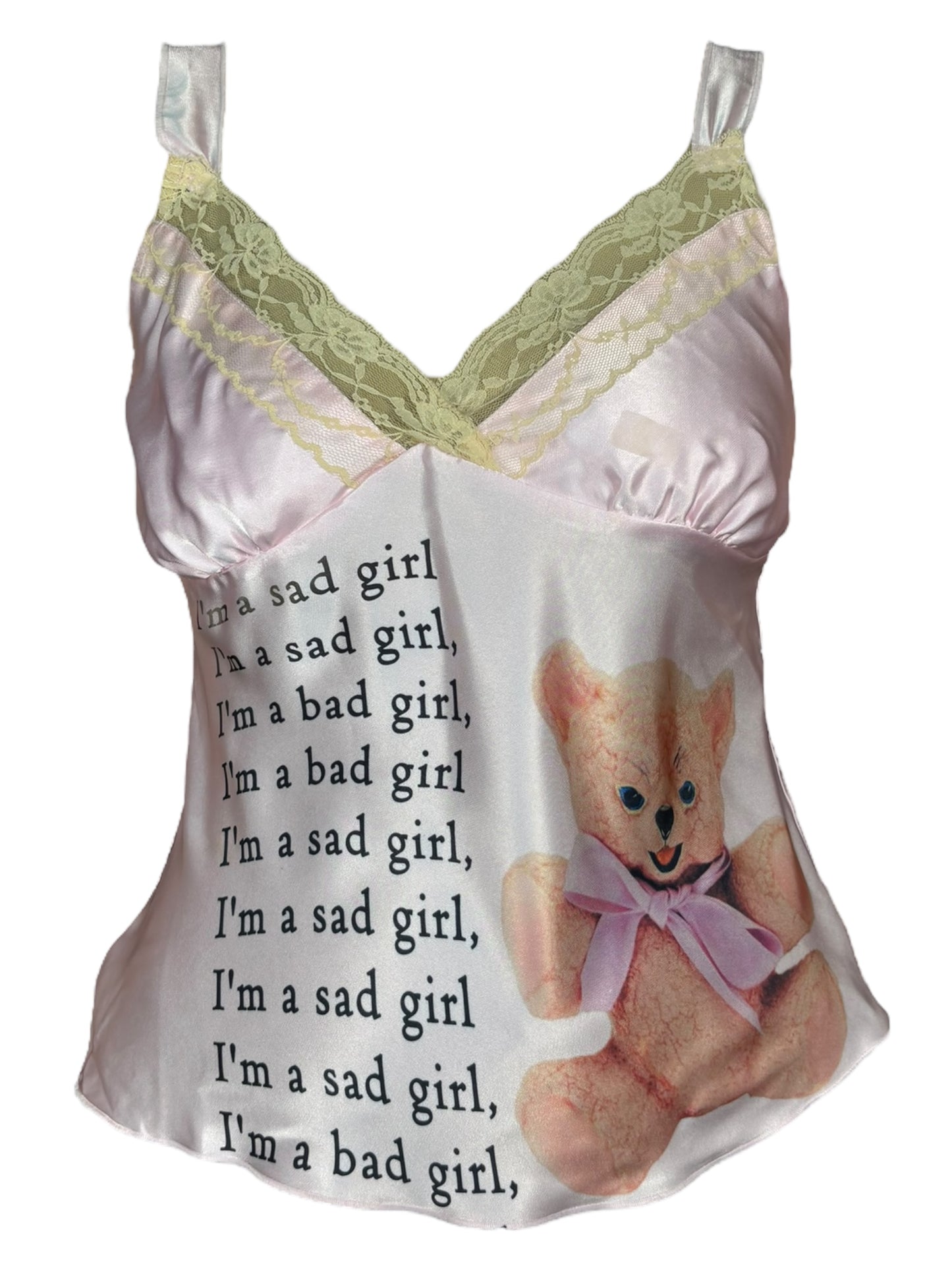 Sad Girl Bad Girl Pink Teddy Top - M