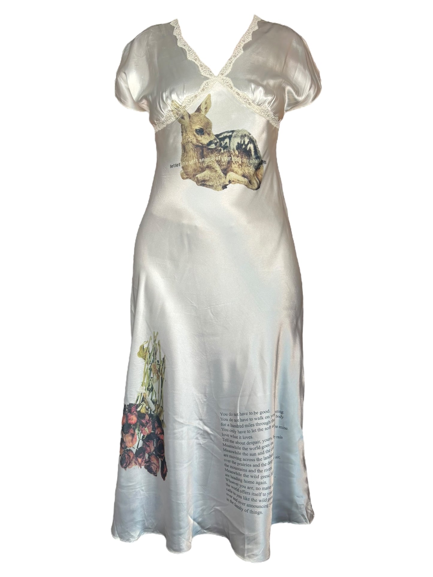 The Soft Animal of Your Body White Satin Dress - L/XL