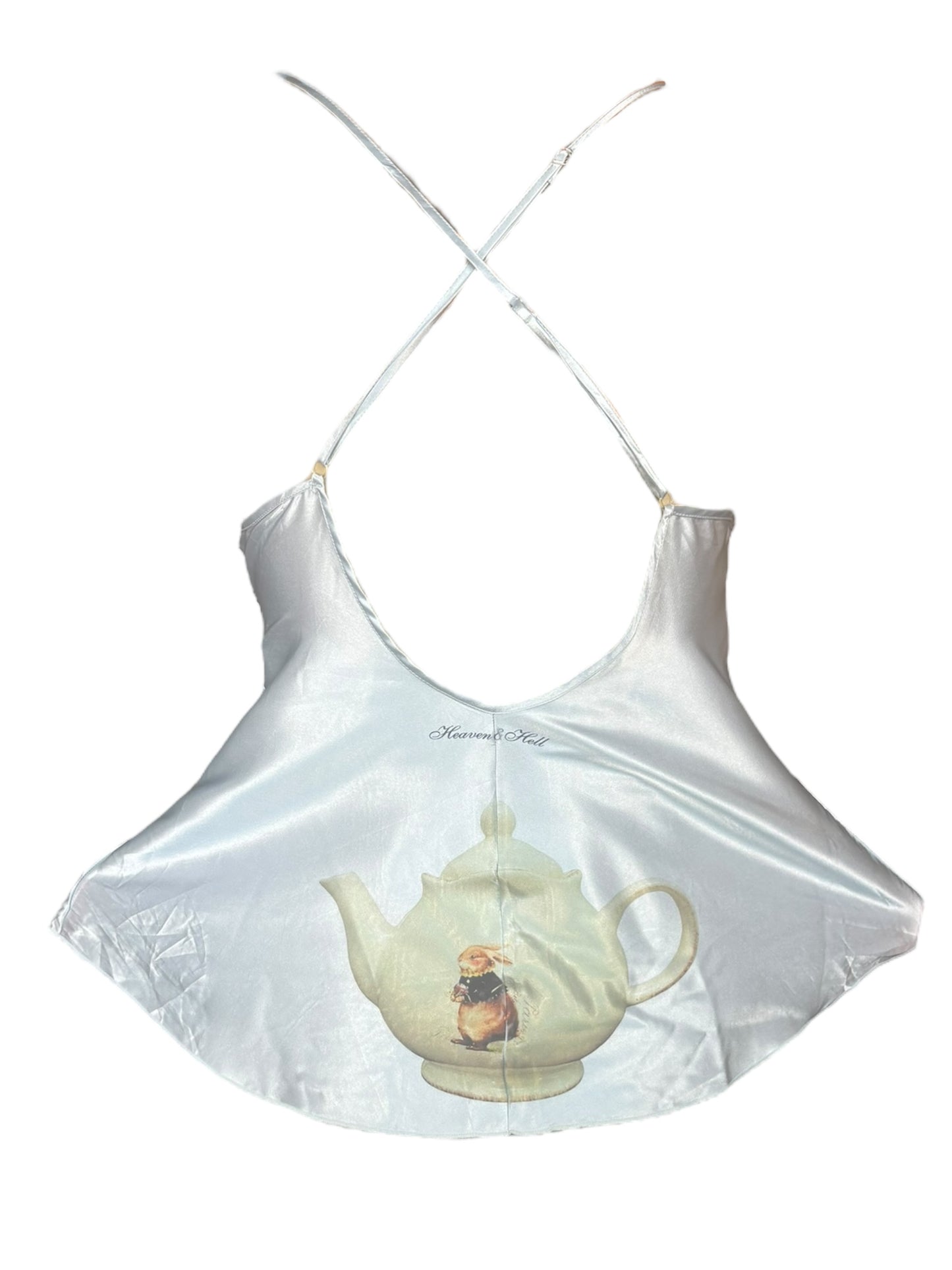 Bows With My Teacup Blue Lace Tank - S/M