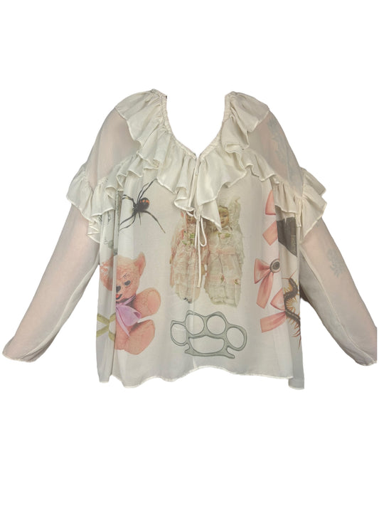 Sweetness of Death Flowy Peasant Blouse - L