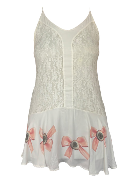 Don't Blink Bow Lacey White Sample Dress - S