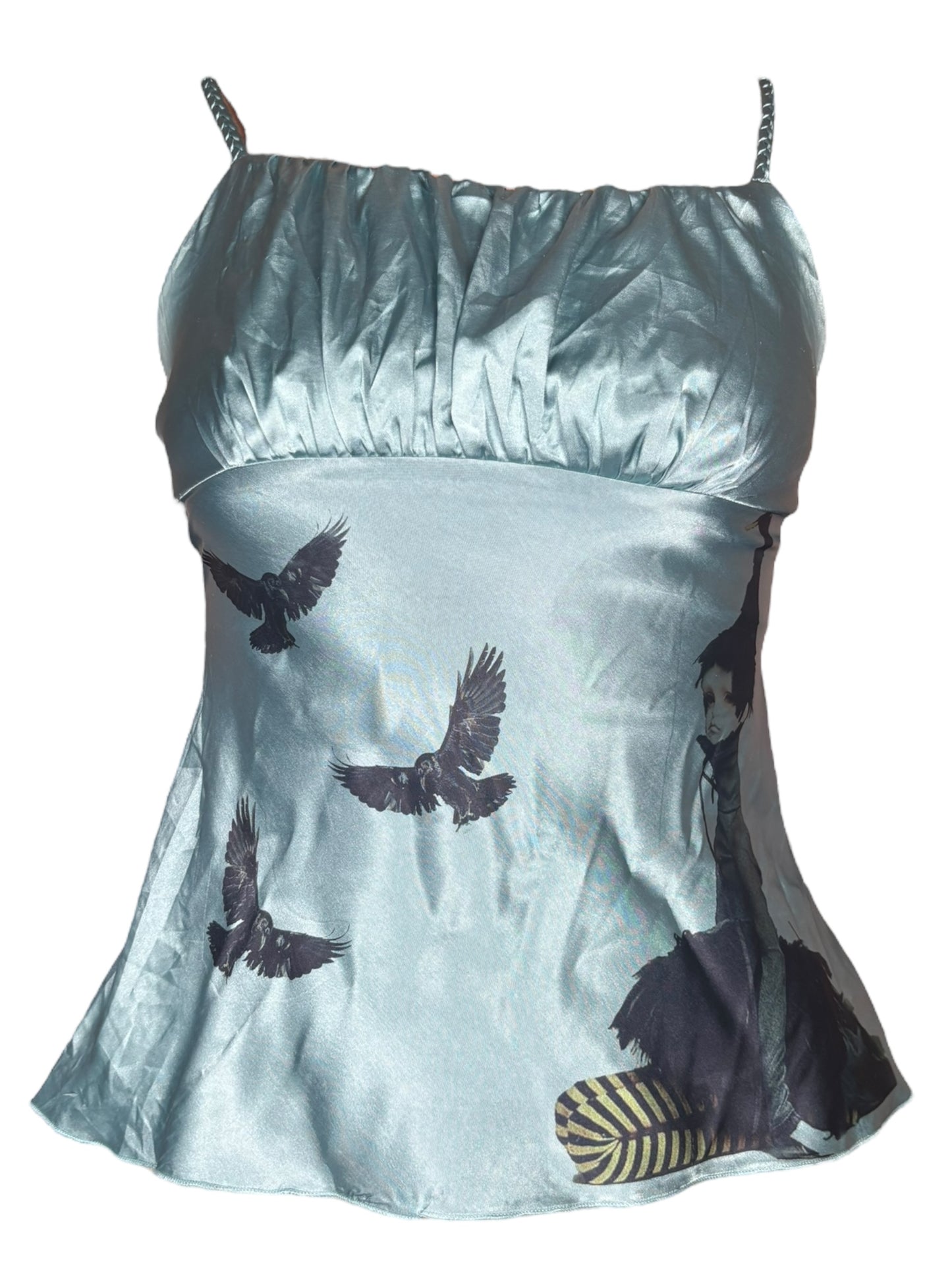 Sitting Duck Blue Satin Tank - M