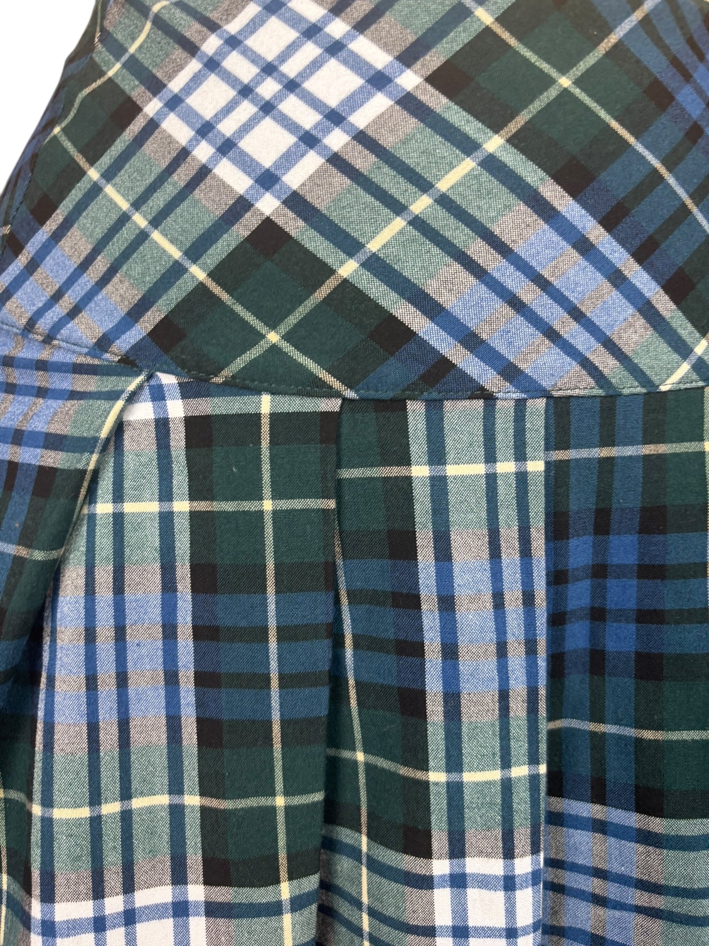 Vintage Pleated Blues And Greens Plaid Skirt - S