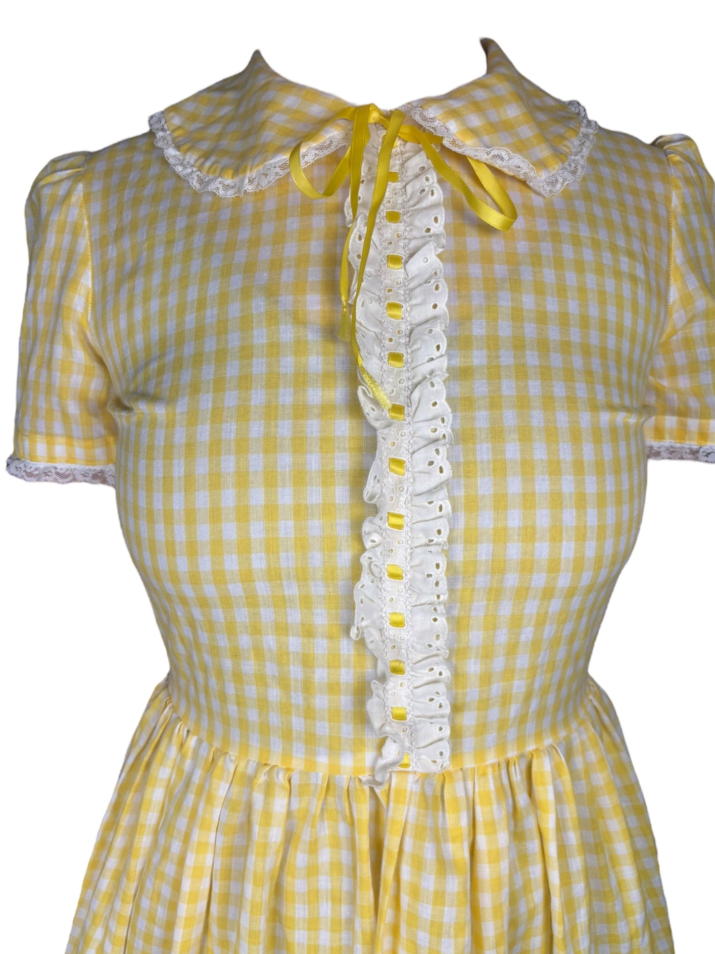 Vintage Yellow Check Dress - M