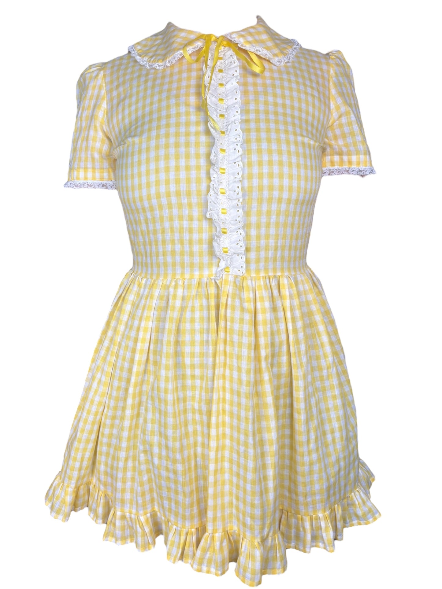 Vintage Yellow Check Dress - M