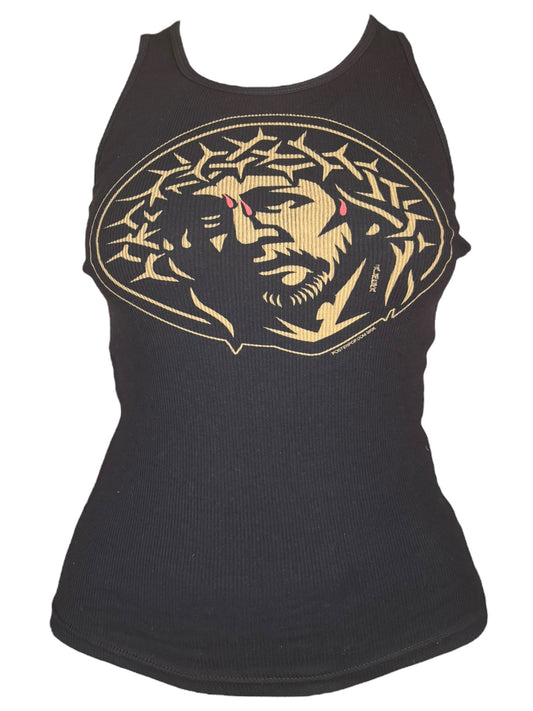 Vintage Crying Christ Ribbed Tank Top - M/L