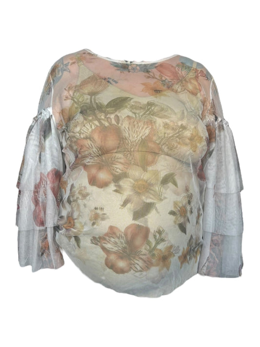 Vintage Floral Mesh Long Sleeve - 3X