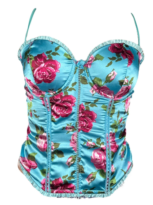 Vintage Baby Blue Floral Bustier - XS/S