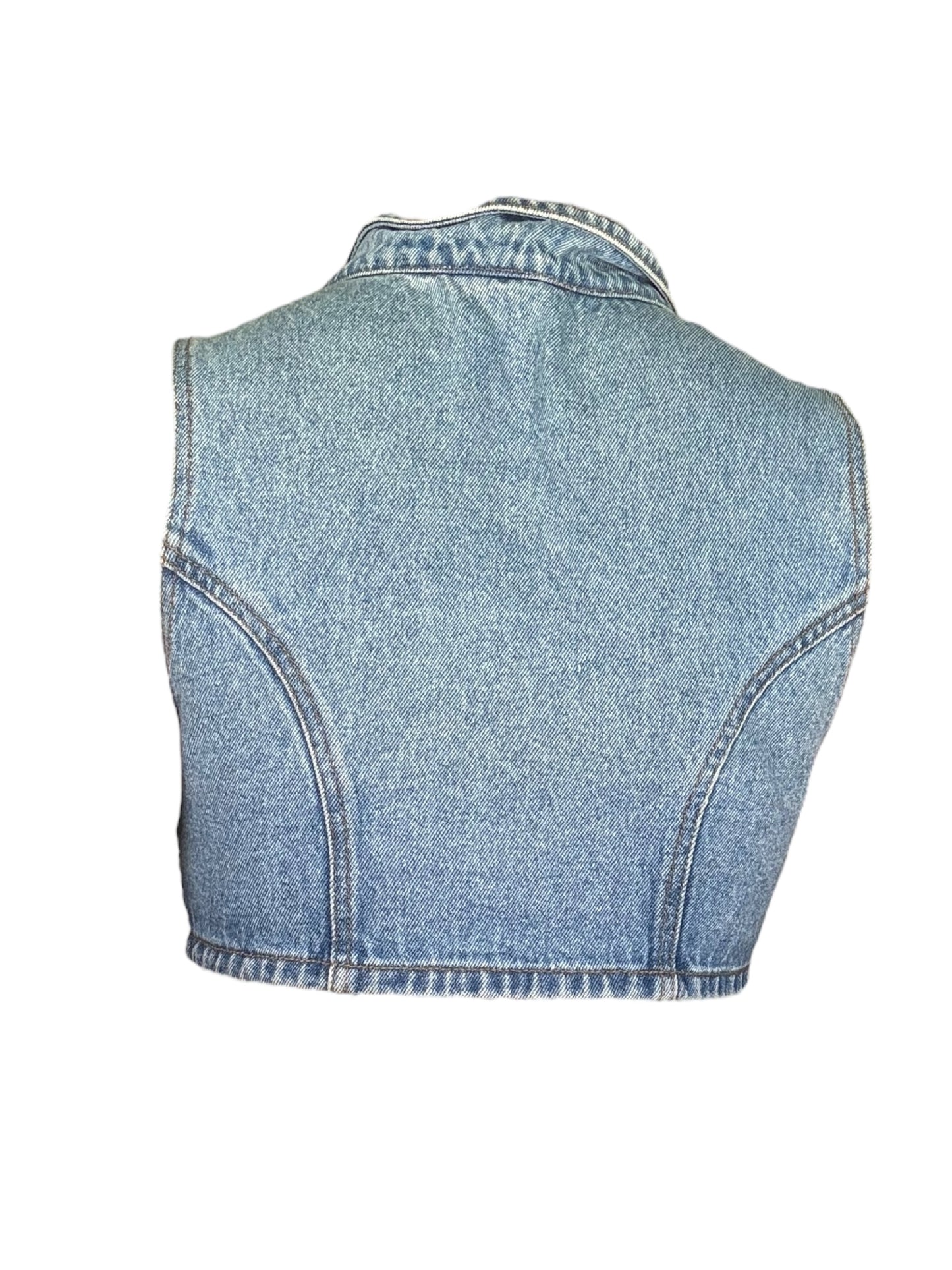 Vintage Light Denim Super Cropped Vest - M