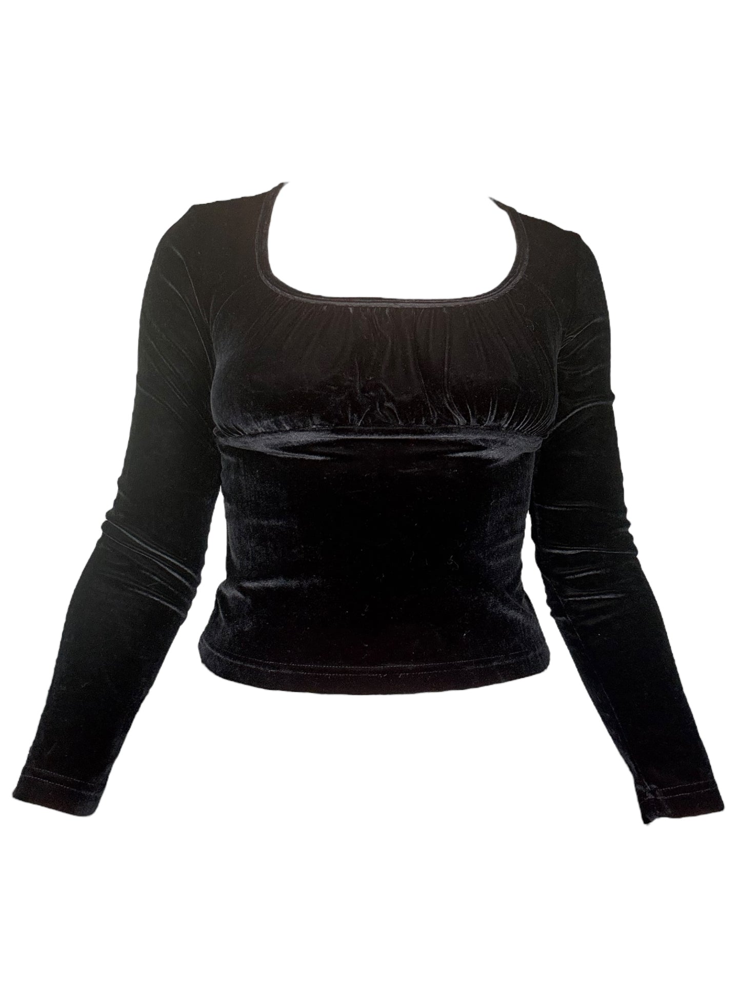 Vintage Black Velvet Longsleeve Top - M/L