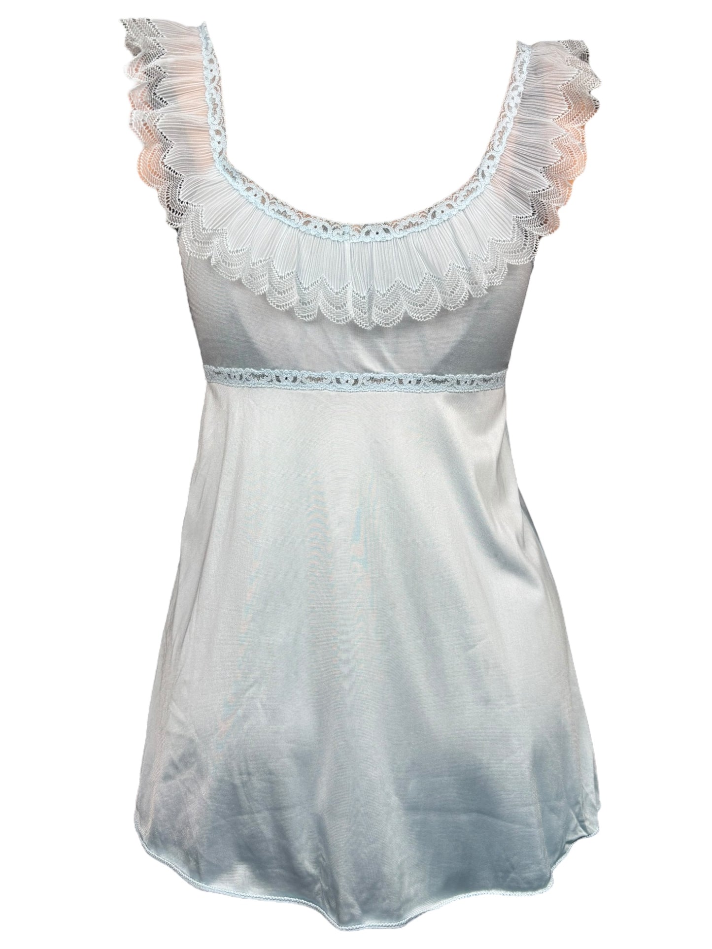 Sad Girl Light Blue Babydoll Ruffle Top - M