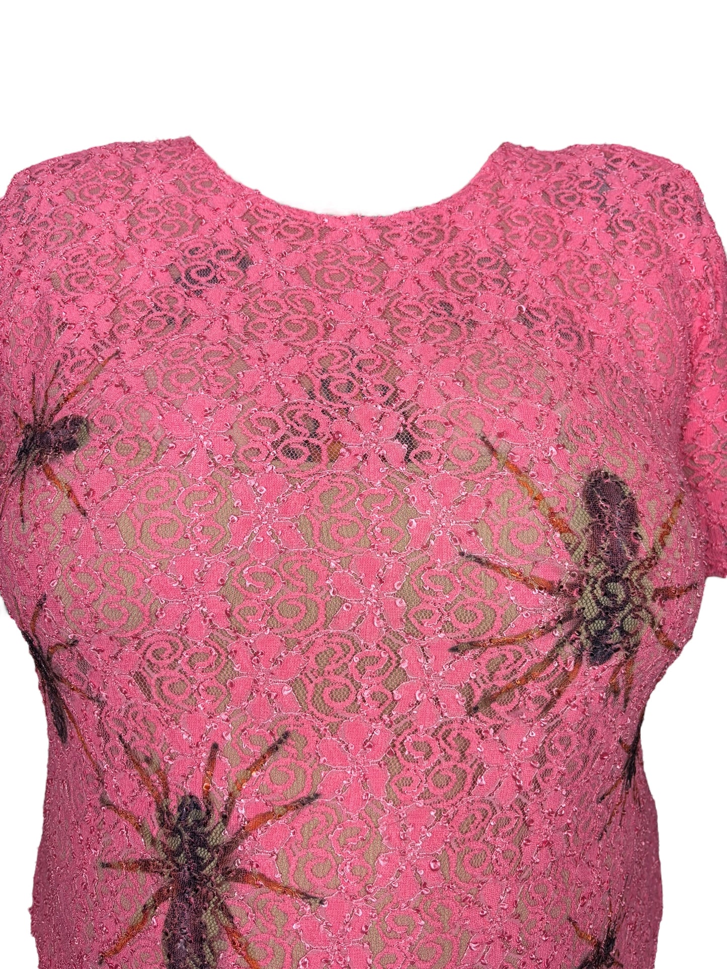 Spiders Crawling Pink Lace Tee - 2X