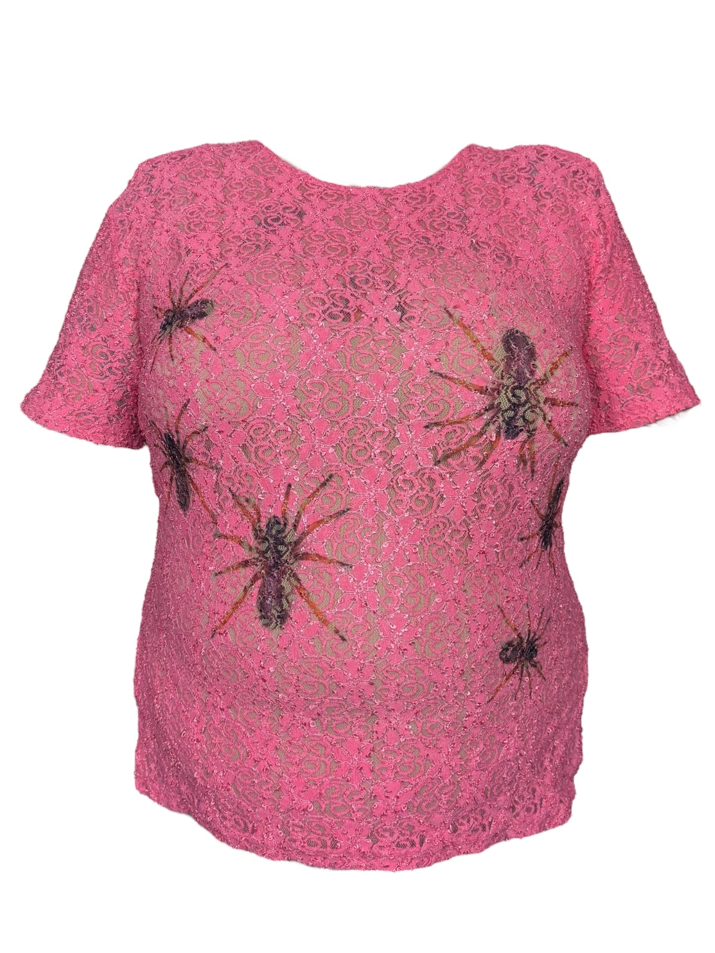 Spiders Crawling Pink Lace Tee - 2X