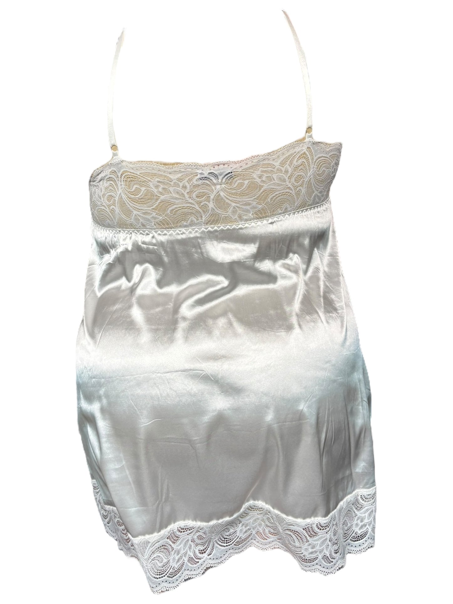 Worm Girl Satin White Babydoll Mini Dress - 2X