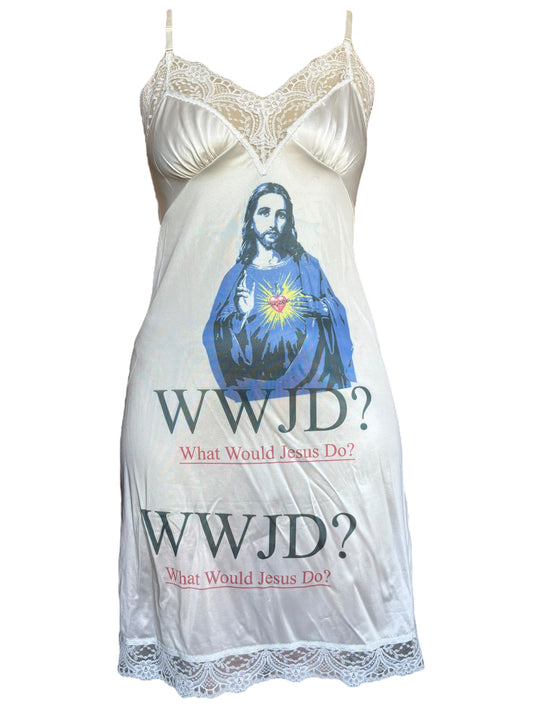 WWJD? Blue Jesus Slip Dress- M