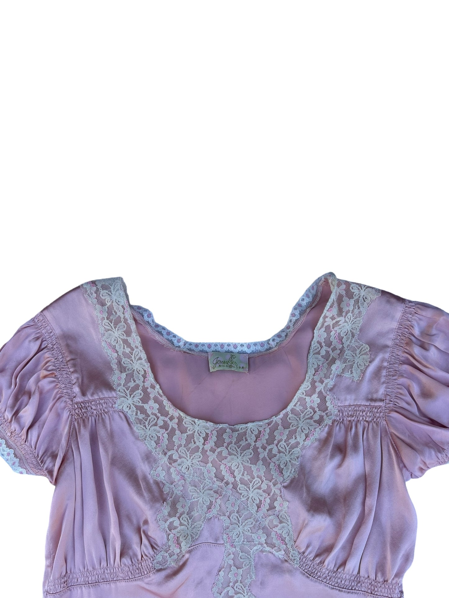 Vintage Pink and Lace Top - S