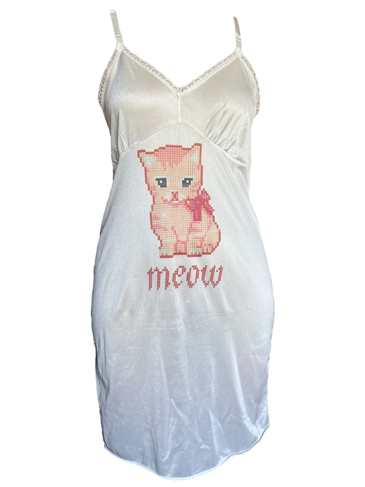 Meow Kitty White Slip Dress - M