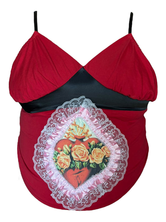 Sacred Heart Red Lace Tank - 2X