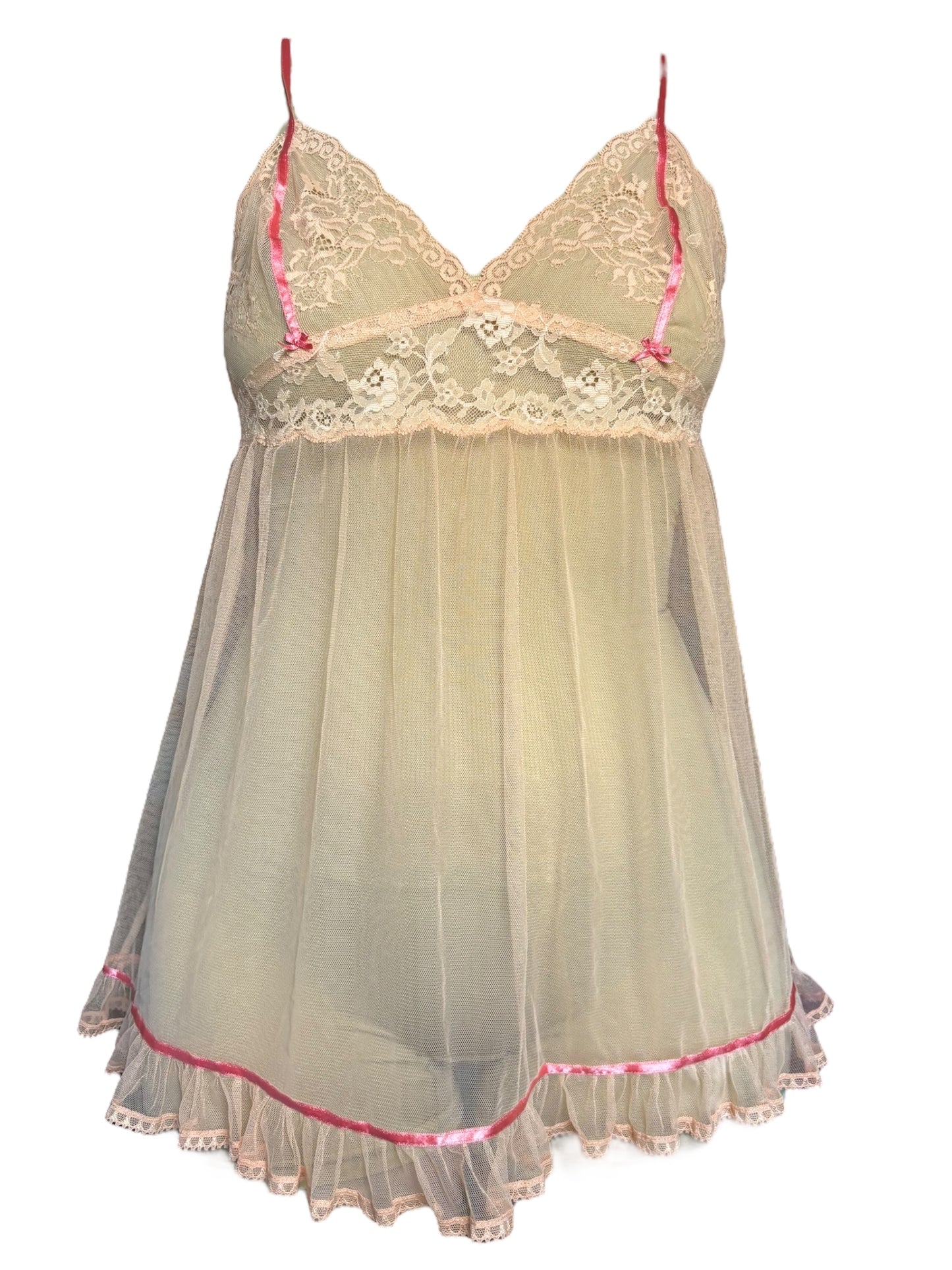 Vintage Peach Babydoll Nightie - L