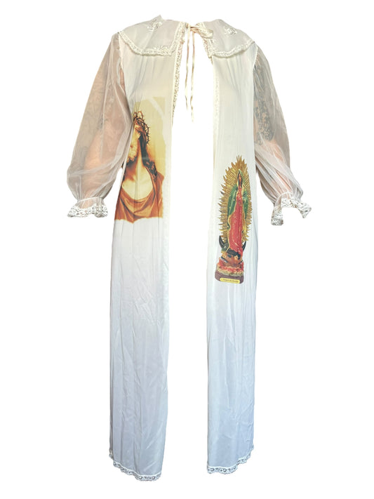 Mother and Son White Full Length Nightie - M/L