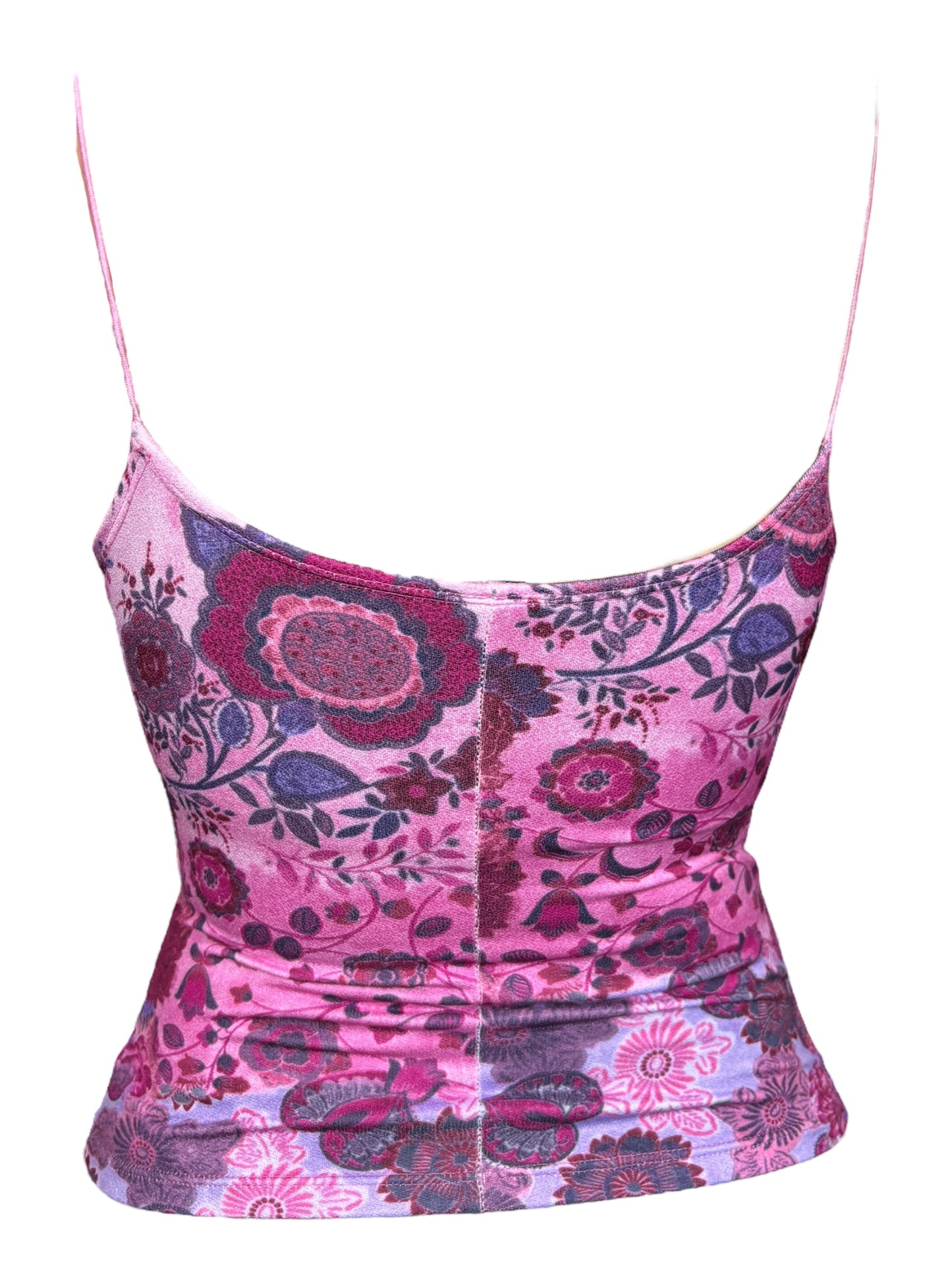 Vintage Pink and Purple Floral Print Top - XXS